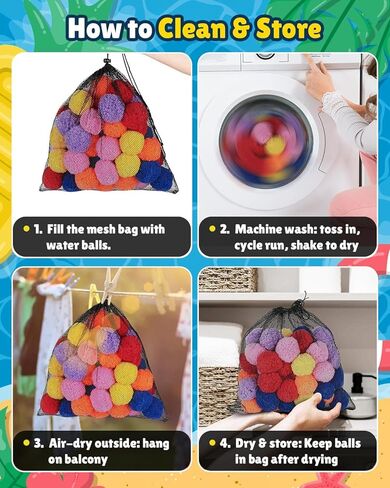 LQYoyz 100 Pcs Reusable Water Balloons for Kids - Quick Fill Water Toys for Toddler Pool Toys, Summer Outdoor Games pool toys for kids ages 4-12 with Refillable Water Balls in Saudi Arabia