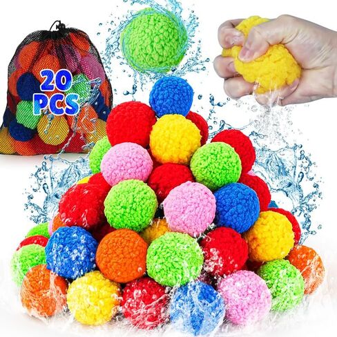 LQYoyz 100 Pcs Reusable Water Balloons for Kids - Quick Fill Water Toys for Toddler Pool Toys, Summer Outdoor Games pool toys for kids ages 4-12 with Refillable Water Balls in Saudi Arabia