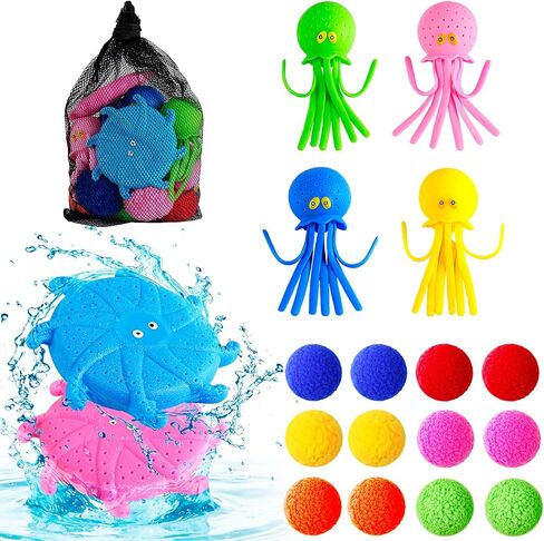 LQYoyz 100 Pcs Reusable Water Balloons for Kids - Quick Fill Water Toys for Toddler Pool Toys, Summer Outdoor Games pool toys for kids ages 4-12 with Refillable Water Balls in Saudi Arabia