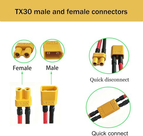 XT30 Plug Connector Female and Male,16AWG XT30 Pigtail Connector Adapter with 10CM Silicone Wire for RC Lipo Battery Drone.(3Pairs) in Saudi Arabia