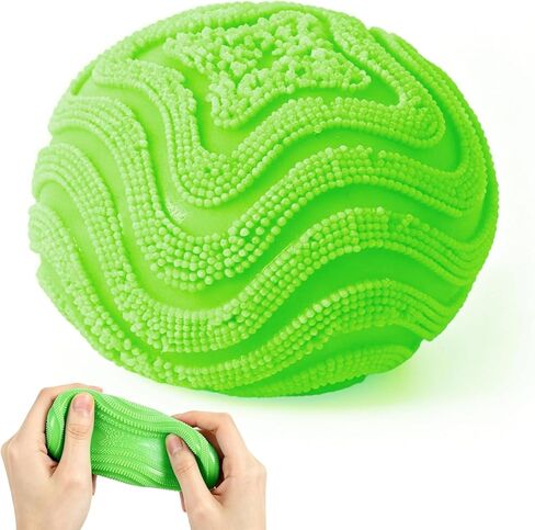 Fuzz Ball Squishy Stress Ball Slow Rising Memory Foam Fidget Squishy Fuzz Balls Adults Anxiety Stress Relief Toys，Sensory Squishy Ball to Increase Hand Flexibility & Relieve (Green) in Saudi Arabia