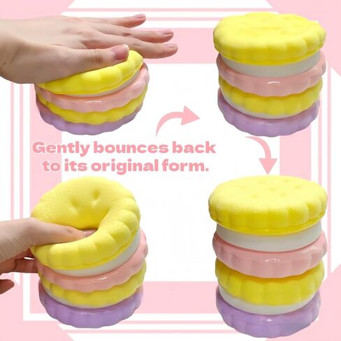 Slow Rising Squishy Toys, Super Soft Cookie-Shaped Slow Rise Squishies, 3 Layers Realistic Squishy Food Fidget Toy, Food Squishies for Decompression Stress Relief in Saudi Arabia
