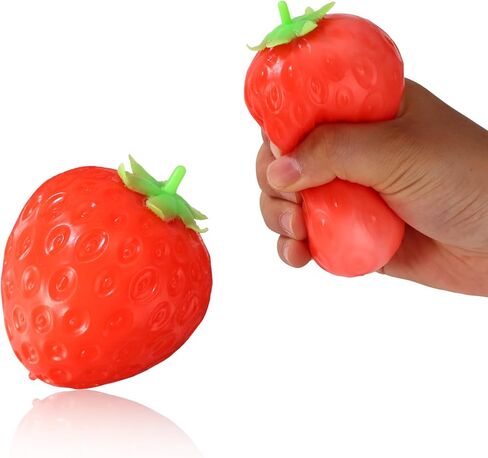 2 Pcs Strawberry Squeeze , Realistic Squishy Strawberry Fidget Cute Fruit Slow Rising Pressure Ball for Adults Party Favors in Saudi Arabia
