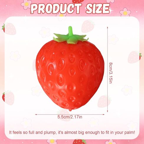 2 Pcs Strawberry Squeeze , Realistic Squishy Strawberry Fidget Cute Fruit Slow Rising Pressure Ball for Adults Party Favors in Saudi Arabia
