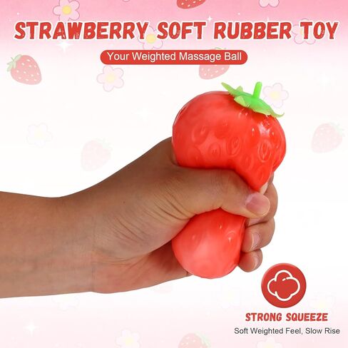 2 Pcs Strawberry Squeeze , Realistic Squishy Strawberry Fidget Cute Fruit Slow Rising Pressure Ball for Adults Party Favors in Saudi Arabia