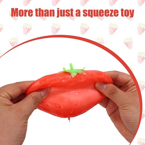 2 Pcs Strawberry Squeeze , Realistic Squishy Strawberry Fidget Cute Fruit Slow Rising Pressure Ball for Adults Party Favors in Saudi Arabia
