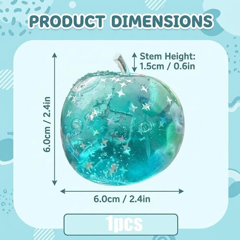 Apple Squishy, Blue Ocean Island Style with Glitter, Slow-Return Apple Squishy for Desk Display, in Translucent Blue with Star Sparkles in Saudi Arabia