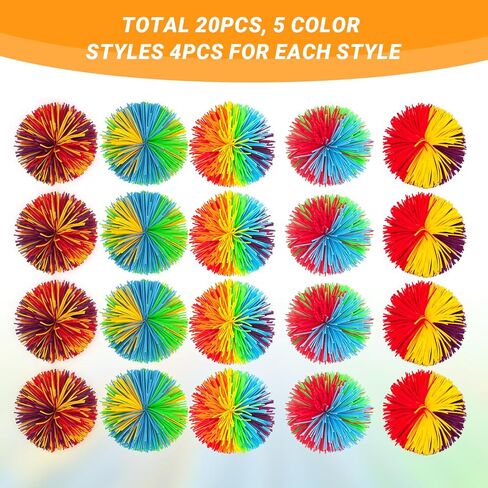 20 Pcs Stringy Balls Sensory Stringy Silicone Ball Rainbow Pom Bouncy Christmas Stocking Stuffers Fillers Party Favors Birthday End of Year Gifts in Kuwait
