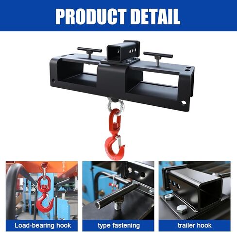 Heavy Duty Forklift Lifting Hook with 2" Receiver Hitch, Dual Fork Mounted Lifting & Towing Attachment, 10 Ton Max Capacity for Forklift Tractor Industrial Use in Saudi Arabia