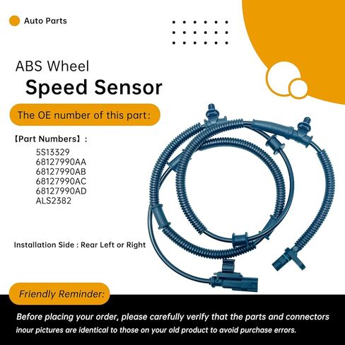 68127990AB Rear Left/Right ABS Wheel Speed Sensor Compatible with Chrysler Town & Country 2012-2016, Dodge Grand Caravan 2012-2020, Ram C/V 2012-2015 3.6L – Replaces 68127990AC, ALS2382, 5S13329 in Saudi Arabia
