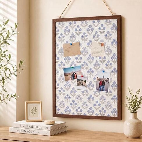 Leinuosen 17 x 23 Cork Board for Walls Decorative Cork Boards Green Gingham Home Decor Small Linen Bulletin Board Framed with Pins for Home Room School Office Decor in Saudi Arabia