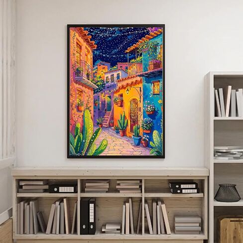 مجموعات الفن الماسي 5D من Street Sceney للبالغين المبتدئين، طلاء الشارع DIY مع لوحة ماسية دائرية كاملة الحفر الفسيفساء الفنية لديكور جدار المكتب المنزلي 12 × 16 بوصة in Kuwait
