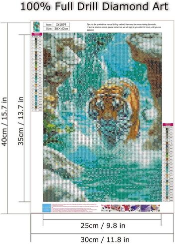 wavaiov Tiger Diamond Art Kits for Adults, Animal Diamond Painting Kits for Beginners, 5D DIY Full Round Dots Drill Gem Art Kit for Home Decor 12x16Inch in Saudi Arabia