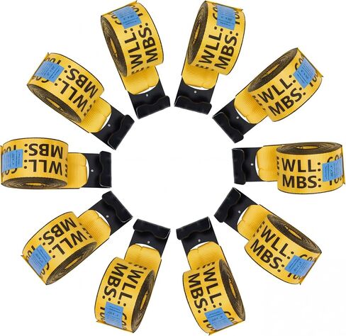 10 Pack 4" x 30' Winch Straps with Flat Hooks, 18,000lbs Break Strength Heavy Duty Flatbed Straps, 6,000lbs WLL Truck Tie Downs for Flatbed Trailers, Industrial Cargo Straps, Tree Saver, Yellow in Saudi Arabia