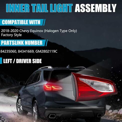 Inner Tail Light Assembly for Chevy Equinox 2018 2019 2020, Halogen Rear Running Reversing Light Inner Tail Lamp Taillight Assembly Left (Driver Side), Bulbs Included, 84235060 84341669 GM2802119C in Saudi Arabia