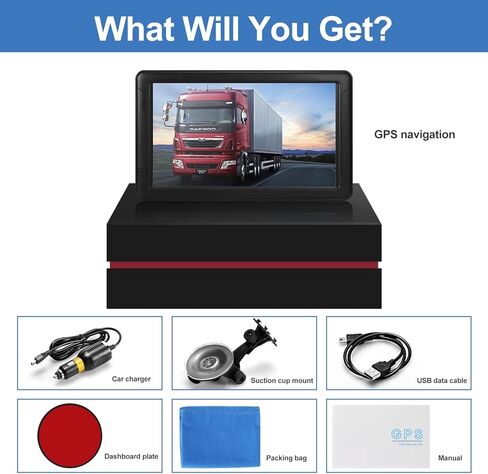 GPS Navigator for Car Truck RV, 9-inch High-Definition Touch Screen，2025 Maps (Free Lifetime Updates), Support Voice Turn Direction Guidance/Speed and Red Light Warning/Custom Truck Routing（Black） in Saudi Arabia