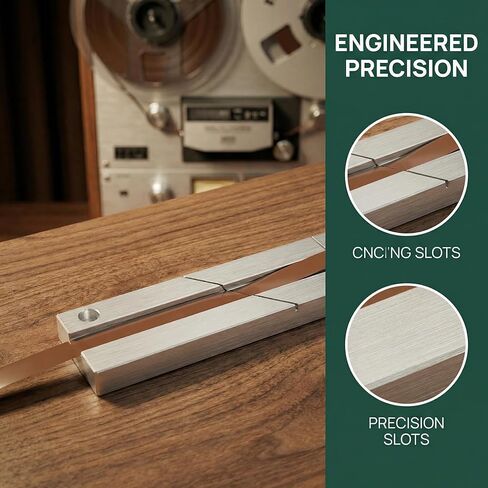 1/4 Inch 10 inch Tape Splicing Block Kit for Reel to Reel Tape - Professional 6061 Aluminum Splicing Set with Leader Tape, Splicing Tape & Blade - Fits Revox Studer Akai Teac in Saudi Arabia