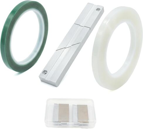 1/4 Inch 10 inch Tape Splicing Block Kit for Reel to Reel Tape - Professional 6061 Aluminum Splicing Set with Leader Tape, Splicing Tape & Blade - Fits Revox Studer Akai Teac in Saudi Arabia