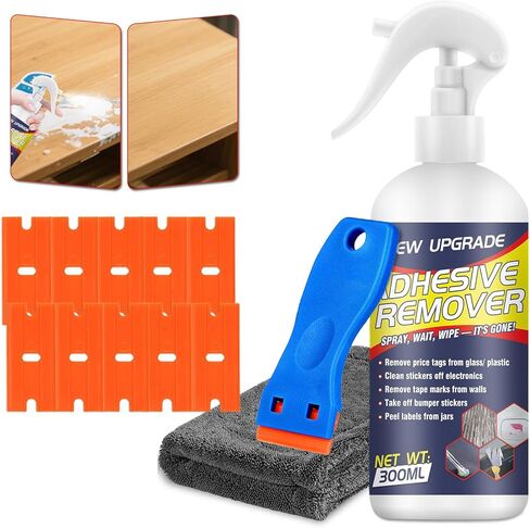 Adhesive Remover Spray – 10.14Floz Sticker Remover for Cars, Stickers, Labels, Tape Residue, Glue, Chewing Gum & Caulk – Works on Metal, Glass, Plastic, Car Paint & Hard Surfaces – with Scraper Super in Saudi Arabia