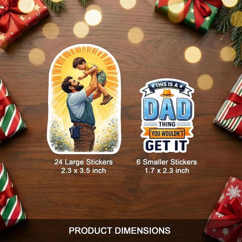 30 PCS Funny Dad Stickers Pack, Cute Durable Vinyl Decals, Fatherhood Waterproof Sticker, for Car Laptop Water Bottle Helmet Scrapbooking, Gifts for Adults Men Dads Grandpa Men Father's Day in Saudi Arabia