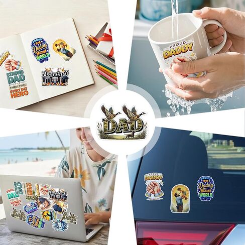 30 PCS Funny Dad Stickers Pack, Cute Durable Vinyl Decals, Fatherhood Waterproof Sticker, for Car Laptop Water Bottle Helmet Scrapbooking, Gifts for Adults Men Dads Grandpa Men Father's Day in Saudi Arabia