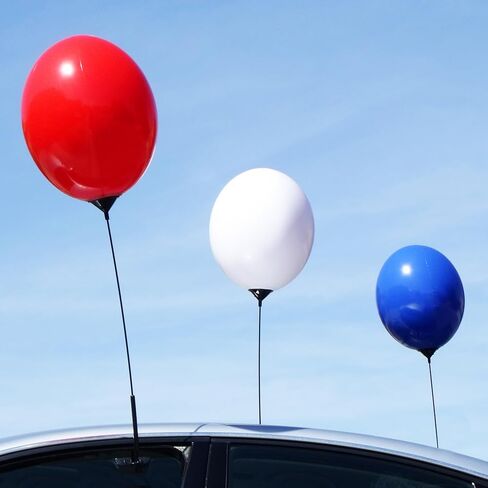 CarBowz 20-Inch Patriotic Reusable Balloon Window Kit - No Helium Needed, Includes Balloon, Holder Pole, and Removable Clip for Retail & Events, Red/White/Blue, 3-Pack, EZ529-3PACK-RedWhiteBlue in Saudi Arabia