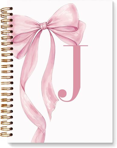 JXREQ Coquette Pink Bow Personalized Notebook, Initial Letter A Monogram Journal, Preppy Girly Ribbon Bow Journal, Monogrammed Gifts for Women, Aesthetic Spiral Notebook 5.5x8.3 in Saudi Arabia