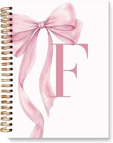 JXREQ Coquette Pink Bow Personalized Notebook, Initial Letter A Monogram Journal, Preppy Girly Ribbon Bow Journal, Monogrammed Gifts for Women, Aesthetic Spiral Notebook 5.5x8.3 in Saudi Arabia