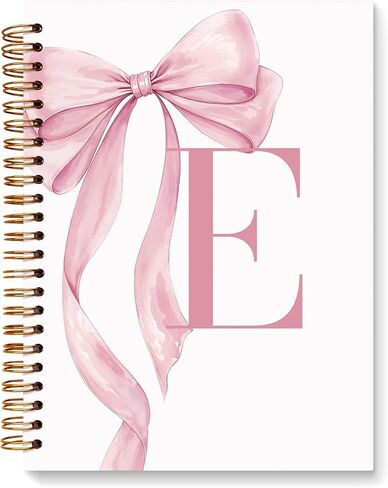 JXREQ Coquette Pink Bow Personalized Notebook, Initial Letter A Monogram Journal, Preppy Girly Ribbon Bow Journal, Monogrammed Gifts for Women, Aesthetic Spiral Notebook 5.5x8.3 in Saudi Arabia