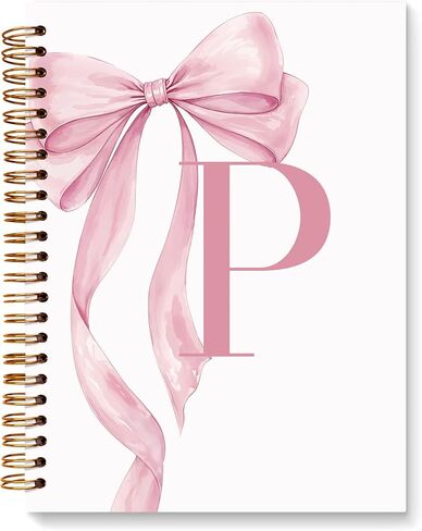 JXREQ Coquette Pink Bow Personalized Notebook, Initial Letter A Monogram Journal, Preppy Girly Ribbon Bow Journal, Monogrammed Gifts for Women, Aesthetic Spiral Notebook 5.5x8.3 in Saudi Arabia