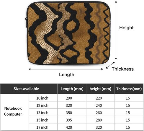 Big Snake Skin Prints Shockproof Portable Laptop Sleeve Bag 17 inch - Lightweight Laptop Case for Men and Women Business Travel, Office Daily Use in Saudi Arabia