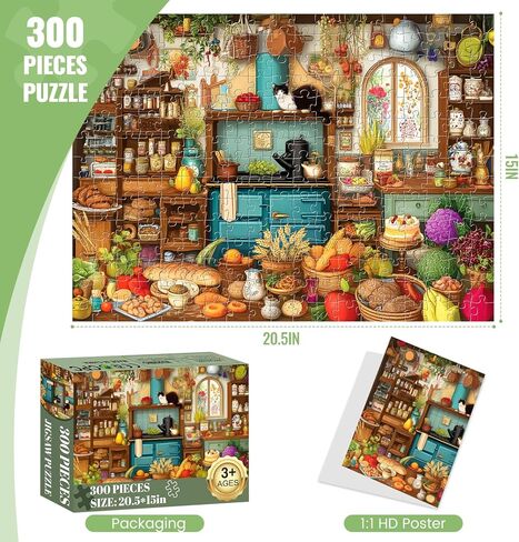 300 Piece Puzzles for Adults,Colorful Alchemist's Kitchen Jigsaw Puzzle for Adults Kids Seniors,Unique Fun Magic Theme Puzzle,Challenging Family Activity Games Gifts for Family,Men,Women, 20.5 * 15 In in Saudi Arabia
