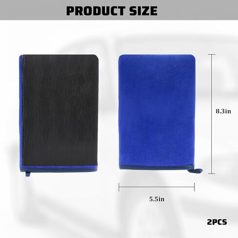 2PCS Car Detailing Clay Mitt, Soft Scratch-Free Magic Clay Bar Wash Mitt for Cleaning Detailing Polishing, Reusable Wash Towel Remove Debris from Paint, Glass, Metal, Universal Fit in Saudi Arabia