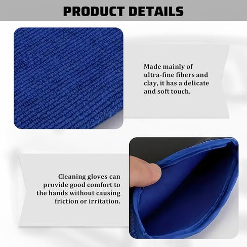 2PCS Car Detailing Clay Mitt, Soft Scratch-Free Magic Clay Bar Wash Mitt for Cleaning Detailing Polishing, Reusable Wash Towel Remove Debris from Paint, Glass, Metal, Universal Fit in Saudi Arabia