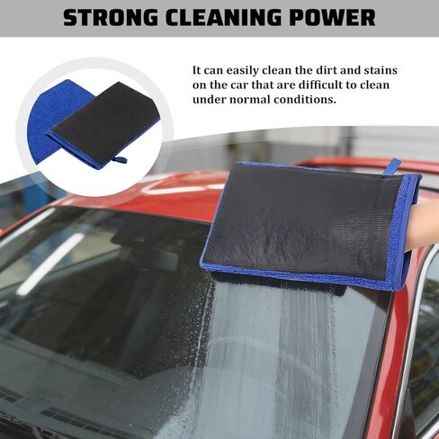 2PCS Car Detailing Clay Mitt, Soft Scratch-Free Magic Clay Bar Wash Mitt for Cleaning Detailing Polishing, Reusable Wash Towel Remove Debris from Paint, Glass, Metal, Universal Fit in Saudi Arabia