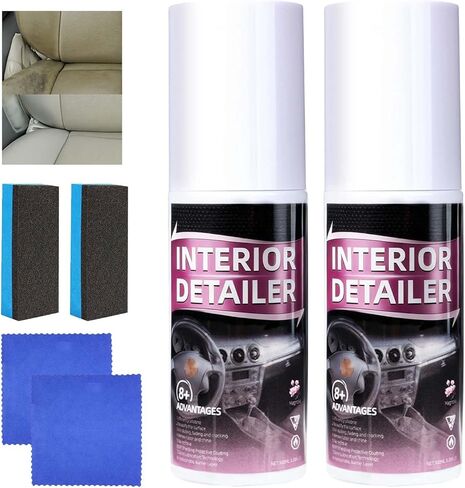2PCS Car Interior Cleaner, Deep Cleaner Polishing, Interior Detailer Spray, for Cleaning Rubber, Plastic, Leather Surfaces Inside the Car in Saudi Arabia