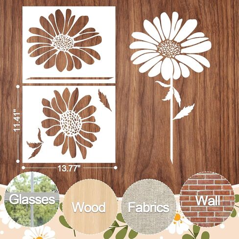 6 Pcs Large Flower Stencils for Painting on Walls, Reusable Butterfly Stencils for DIY Home Decor, Wildflower Templates for Painting on Wood Doormat Wall Floor Decor (Daisy.6) in Saudi Arabia