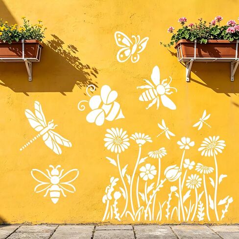 6 Pcs Large Flower Stencils for Painting on Walls, Reusable Butterfly Stencils for DIY Home Decor, Wildflower Templates for Painting on Wood Doormat Wall Floor Decor (Daisy.6) in Saudi Arabia