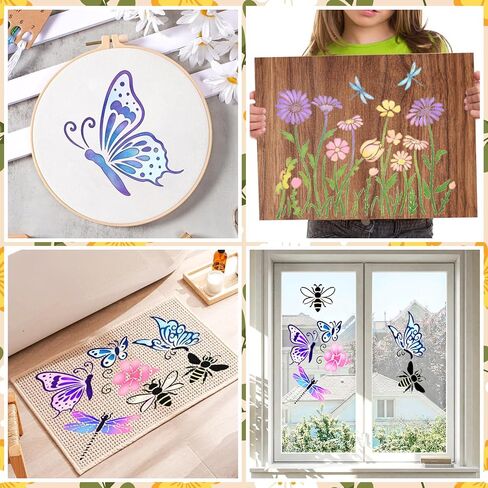 6 Pcs Large Flower Stencils for Painting on Walls, Reusable Butterfly Stencils for DIY Home Decor, Wildflower Templates for Painting on Wood Doormat Wall Floor Decor (Daisy.6) in Saudi Arabia