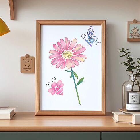 6 Pcs Large Flower Stencils for Painting on Walls, Reusable Butterfly Stencils for DIY Home Decor, Wildflower Templates for Painting on Wood Doormat Wall Floor Decor (Daisy.6) in Saudi Arabia