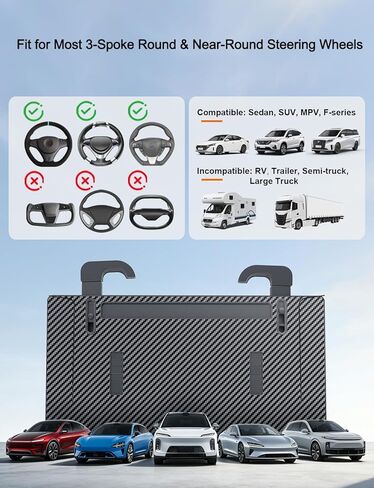 2-in-1 Car Steering Wheel Desk & Table Tray, Seat Gap Filler Organizer - Detachable Two-Piece Slide-Together Laptop & Eating Tray, Adjustable Supports & Hooks, Fits Most 3-Spoke Round Wheels in Saudi Arabia