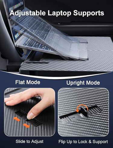 2-in-1 Car Steering Wheel Desk & Table Tray, Seat Gap Filler Organizer - Detachable Two-Piece Slide-Together Laptop & Eating Tray, Adjustable Supports & Hooks, Fits Most 3-Spoke Round Wheels in Saudi Arabia
