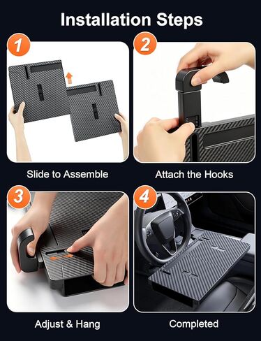 2-in-1 Car Steering Wheel Desk & Table Tray, Seat Gap Filler Organizer - Detachable Two-Piece Slide-Together Laptop & Eating Tray, Adjustable Supports & Hooks, Fits Most 3-Spoke Round Wheels in Saudi Arabia