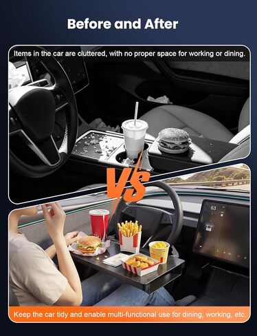 2-in-1 Car Steering Wheel Desk & Table Tray, Seat Gap Filler Organizer - Detachable Two-Piece Slide-Together Laptop & Eating Tray, Adjustable Supports & Hooks, Fits Most 3-Spoke Round Wheels in Saudi Arabia