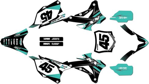 مجموعة رسومات لـ Kawasaki KX85 وKX100 (2014-2021) DIVISION Series Green 9 Mil - Easy Go - ملصق دراجة نارية للدراجة الترابية، ملصق سباق الدراجات النارية ملحقات موتوكروس بدون بلاستيك in Kuwait