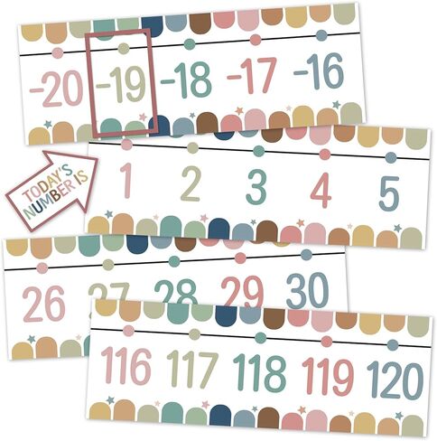 31 Pcs Number Line for Classroom Wall Decer -20 to 120 Number Lines Bulletin Board Border Math Posters Paper Cutouts for Students Back to School Decorations Home Supplies Large Numbers (Boho) in Saudi Arabia