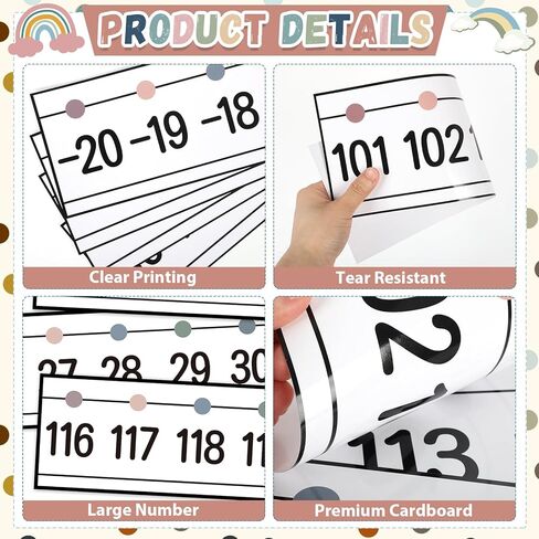 31 Pcs Number Line for Classroom Wall Decer -20 to 120 Number Lines Bulletin Board Border Math Posters Paper Cutouts for Students Back to School Decorations Home Supplies Large Numbers (Boho) in Saudi Arabia