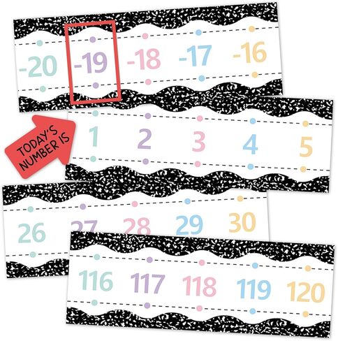 31 Pcs Number Line for Classroom Wall Decer -20 to 120 Number Lines Bulletin Board Border Math Posters Paper Cutouts for Students Back to School Decorations Home Supplies Large Numbers (Boho) in Saudi Arabia
