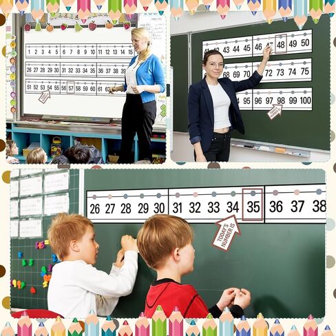 31 Pcs Number Line for Classroom Wall Decer -20 to 120 Number Lines Bulletin Board Border Math Posters Paper Cutouts for Students Back to School Decorations Home Supplies Large Numbers (Boho) in Saudi Arabia