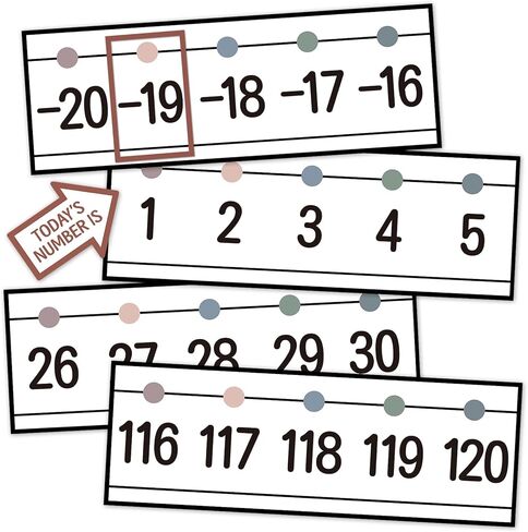 31 Pcs Number Line for Classroom Wall Decer -20 to 120 Number Lines Bulletin Board Border Math Posters Paper Cutouts for Students Back to School Decorations Home Supplies Large Numbers (Boho) in Saudi Arabia